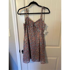 NWT The Impeccable Pig Floral Ruffle Bow Mini Dress - Size L
